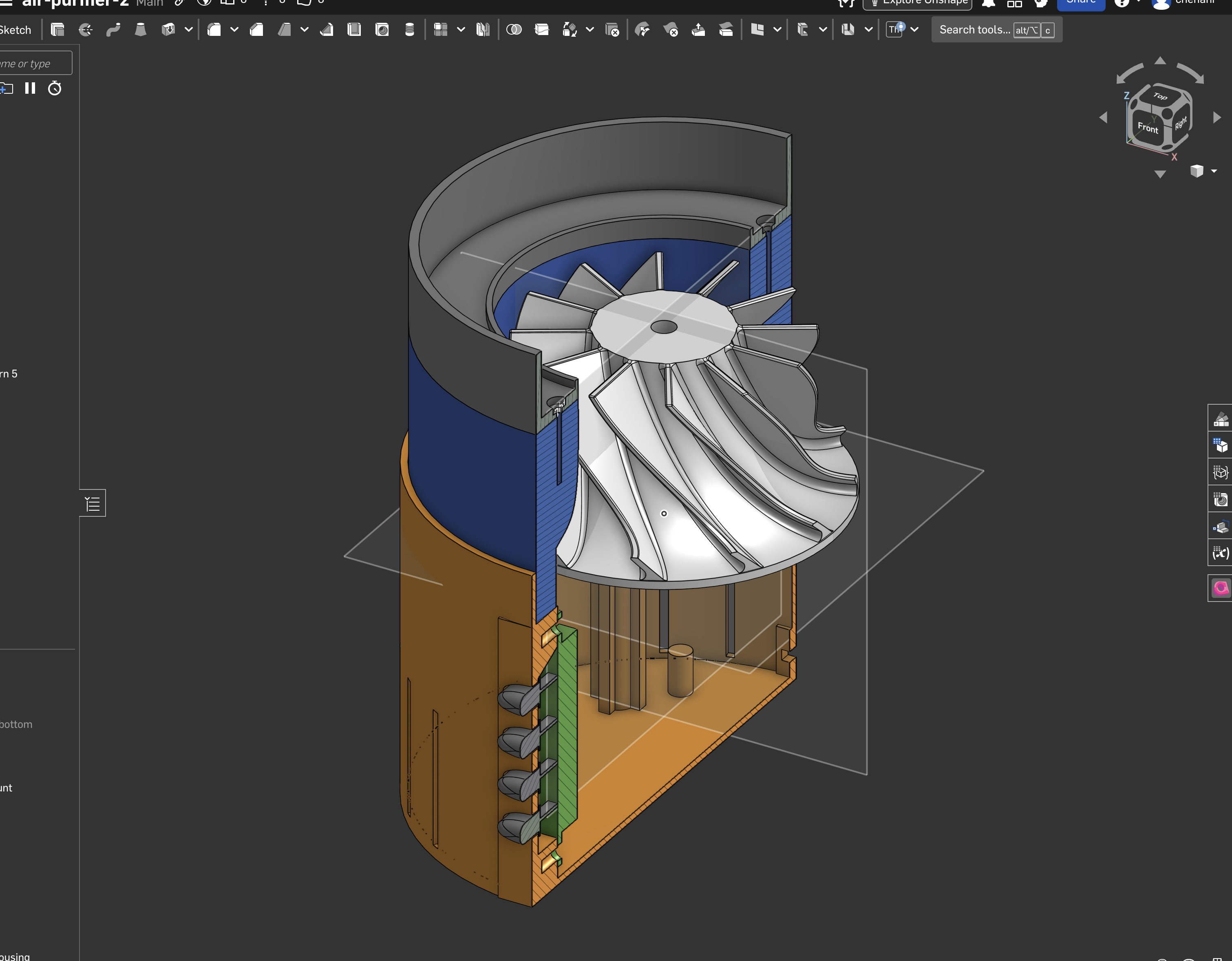 CAD model of the homemade air purifier in Onshape